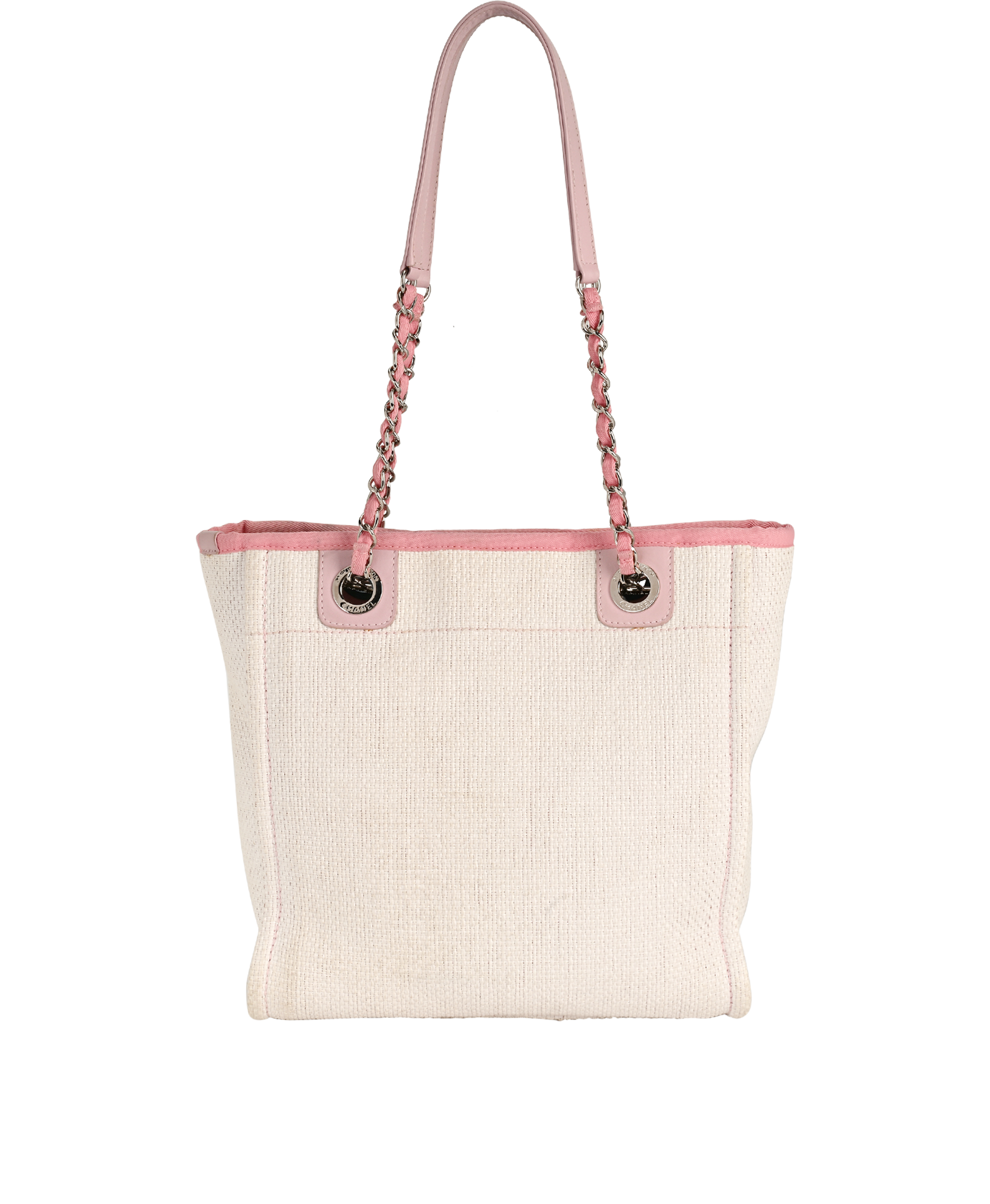 Mini Deauville, &pound;1,500, Handbags, Pink/White, Canvas, Back view